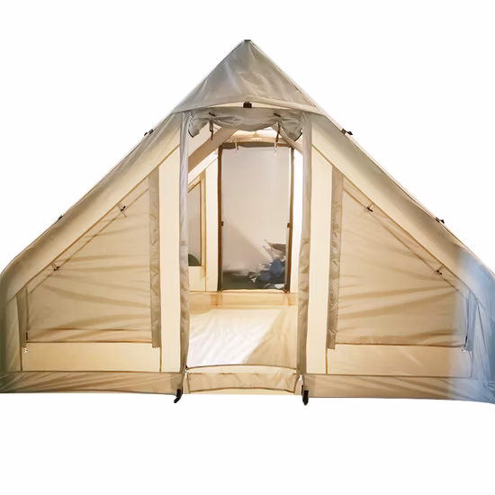 3-5 Person L Size Canvas Cotton Bell Tent Inflatable Camping Tent Portable Outdoor Air Tube Bell Tent Quick Setting Without Poles