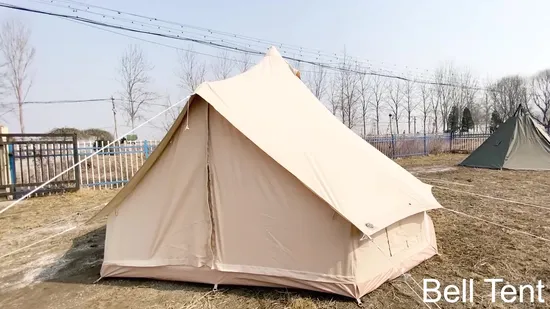 3-5 Person L Size Canvas Cotton Bell Tent Inflatable Camping Tent Portable Outdoor Air Tube Bell Tent Quick Setting Without Poles