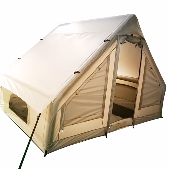 3-5 Person L Size Canvas Cotton Bell Tent Inflatable Camping Tent Portable Outdoor Air Tube Bell Tent Quick Setting Without Poles